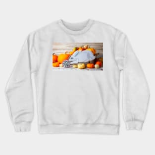 Rabbit Wheelbarrow With Pumpkins Crewneck Sweatshirt